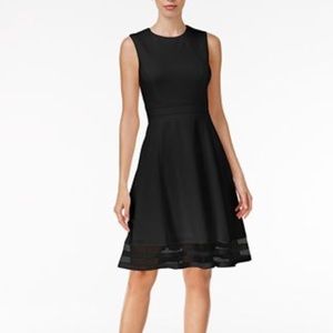 Calvin Klein Illusion-Trim Fit & Flare Black Dress